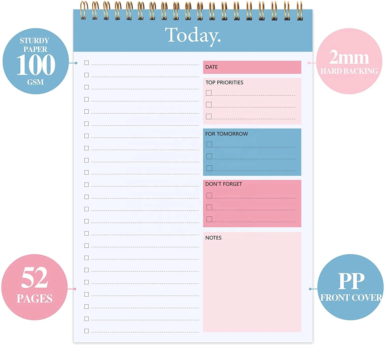 Undated 52 Sheets Tear Off Daily To Do List Planner Notepad Checklist with Hourly Schedule for Tasks