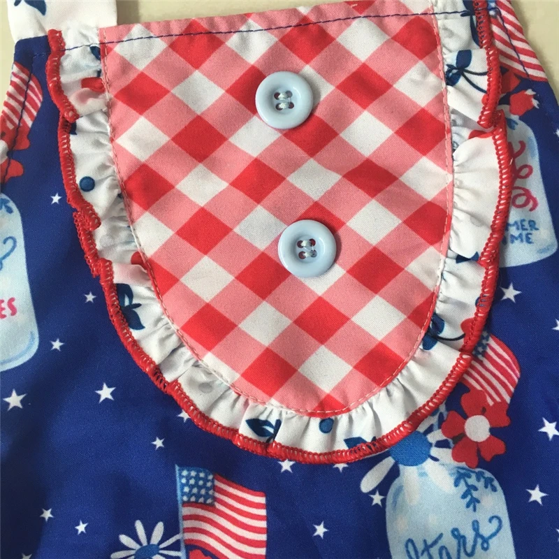
2020 Popular Sweet Toddler Girls Summer Bubble Outfit Ruffles design Nice Flag Print Girls Summer Bubble 