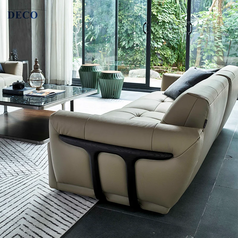 Genuine Leather 3 Seater Corner Sofa with Chaise Lounge in Itatian Style Sofas
