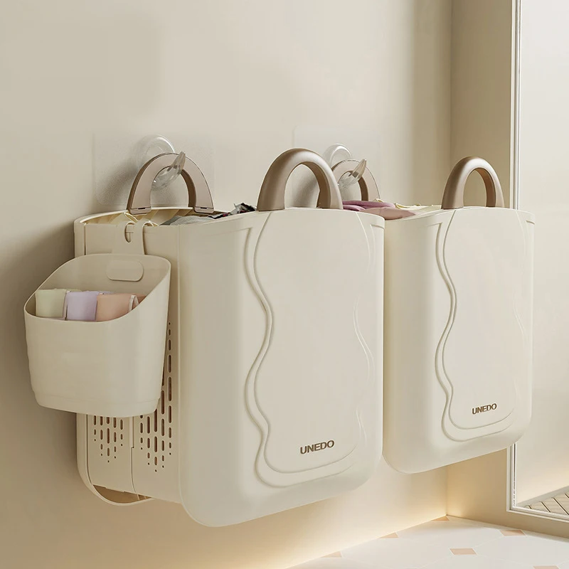 Wannuo Large Capacity Foldable Laundry Basket Space-Saving Plastic Dirty Clothes Basket with Separate Underwear Basket