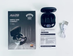 new arrival tws earphone AIR20 with battery display wireless bluetooth earbuds