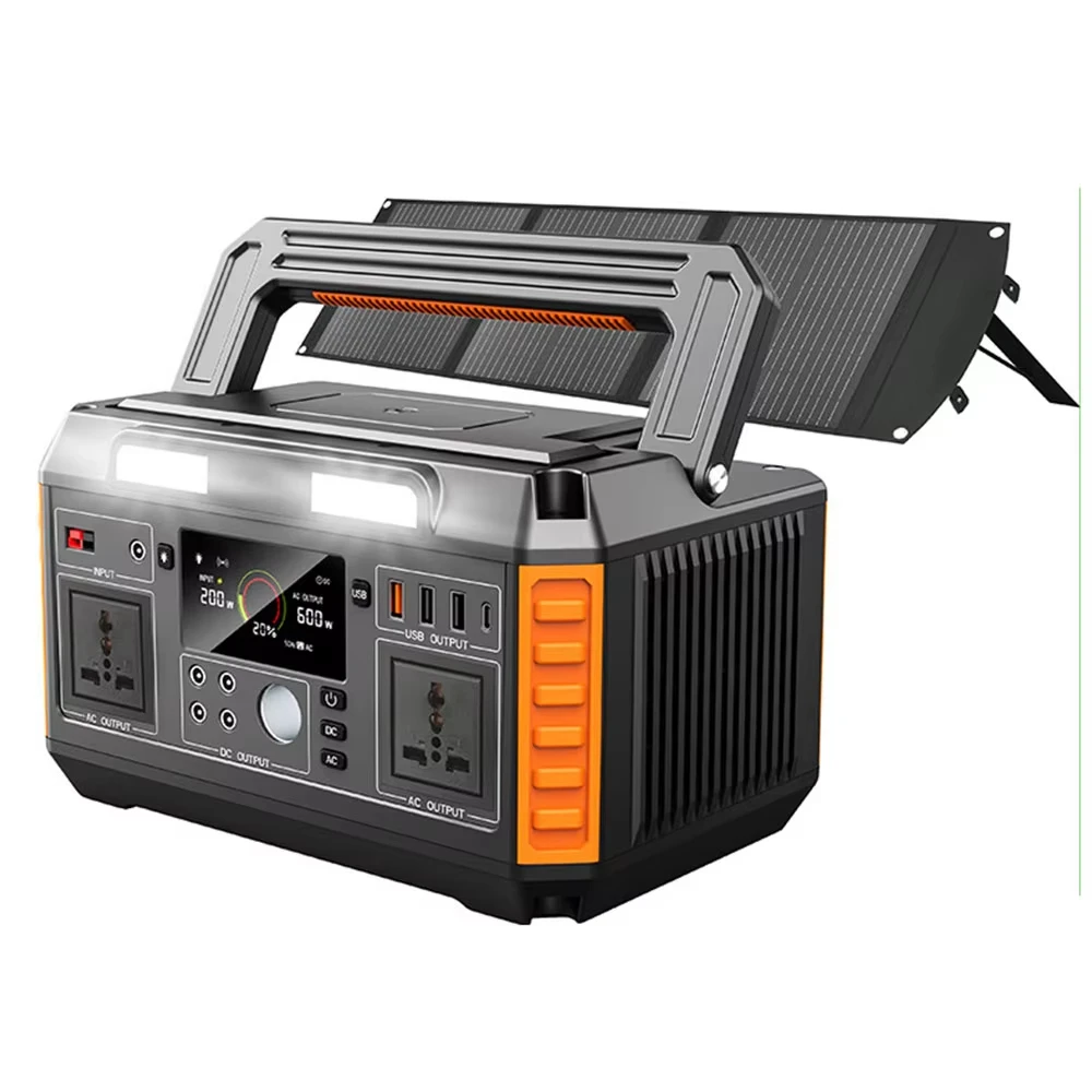 600W 520Wh Lithium Battery Solar Generator with Cigarette Lighter Port and Wireless Charging for Smartphones and Road Trips