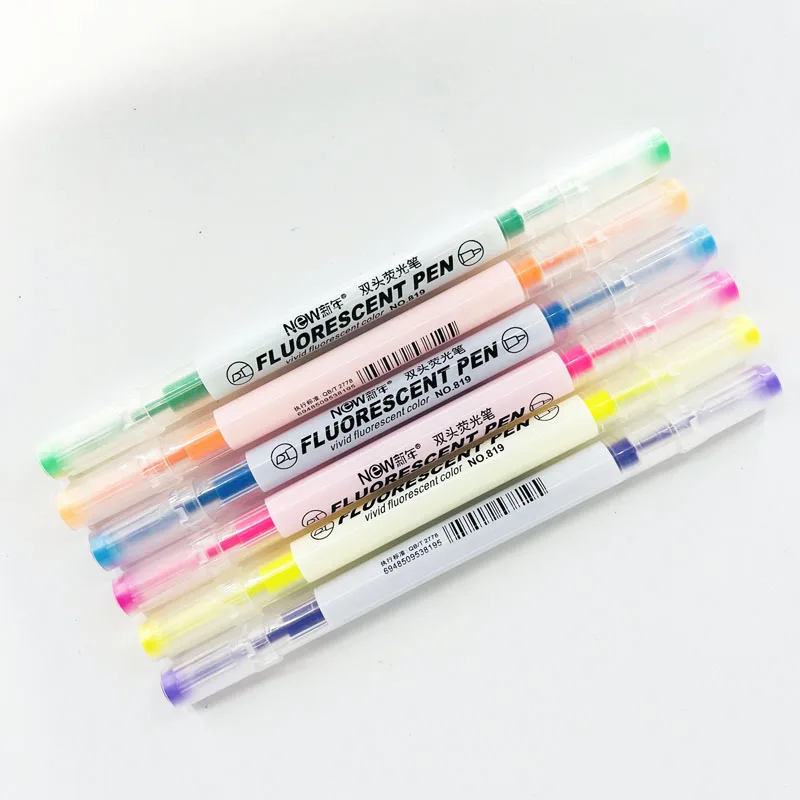 Dual Tips 6 Colors Glitter Gel Pen Set Oblique Highlighter Assorted Colorful Hand Account Marker Girly Glitter Gel Pen Set