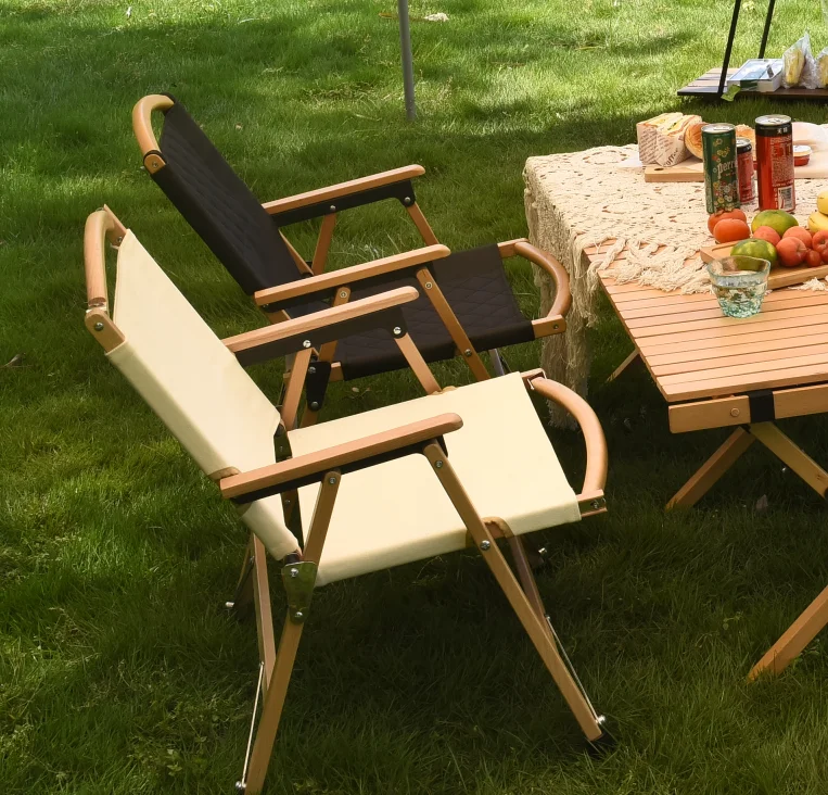 Wholesale Oem Outdoor Furniture Camping Folding Kermit Chair Foldable Beech Frame Armrest Kermit Chair
