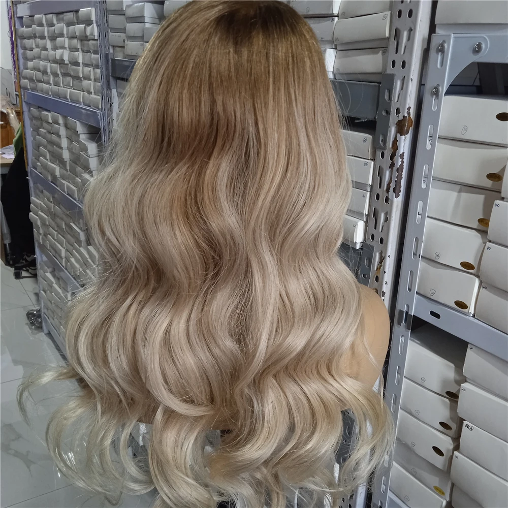 Manufacturer wholesale Luxury Color Wavy Lace Front Human Hair Wigs Remy Hair Weave 100 Human Hair Band Style Rubber SOLID COLOR