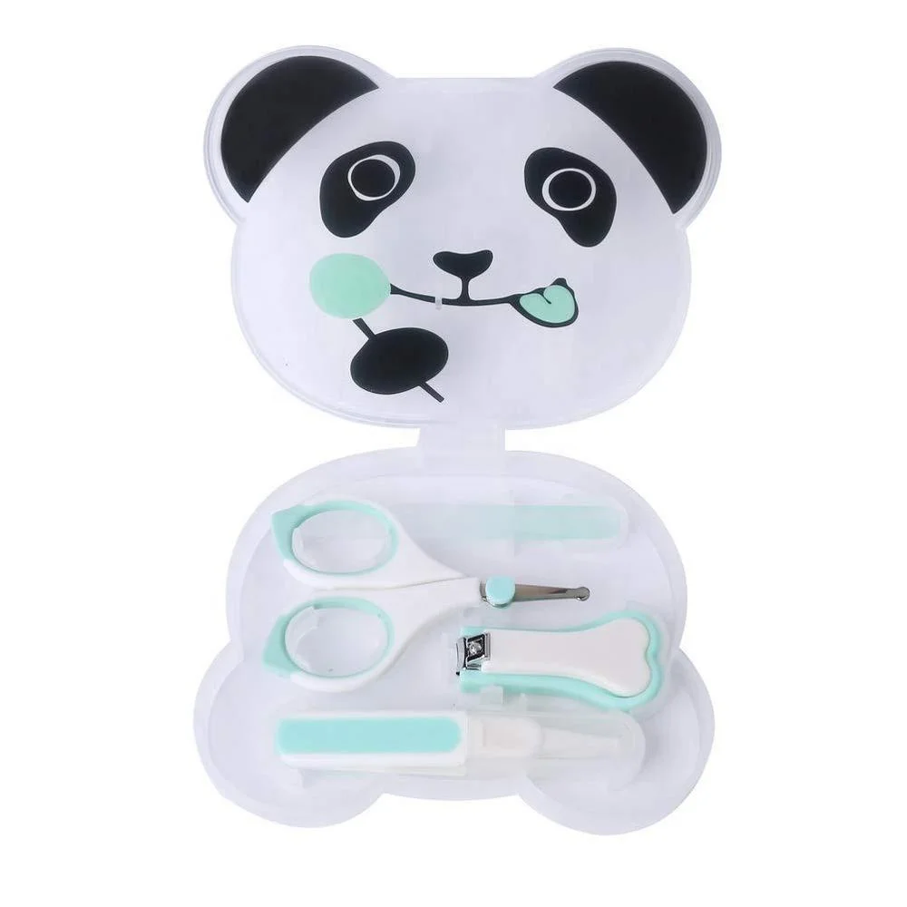 4piece /Set Health Care Grooming Manicure Brush Kit Nail Clipper, Glass Nail File, Scissor for Newborn Baby