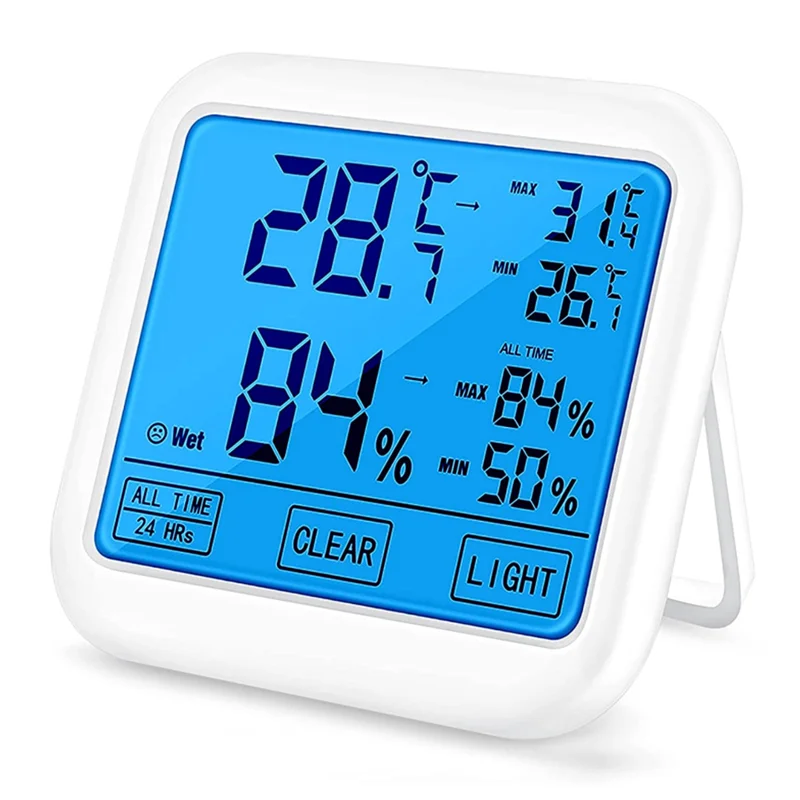 OEM Touch Screen LCD Displays Wall Mounted Max Min Record Magnet ABS Backlight Household Digital Hygrometer Thermometer