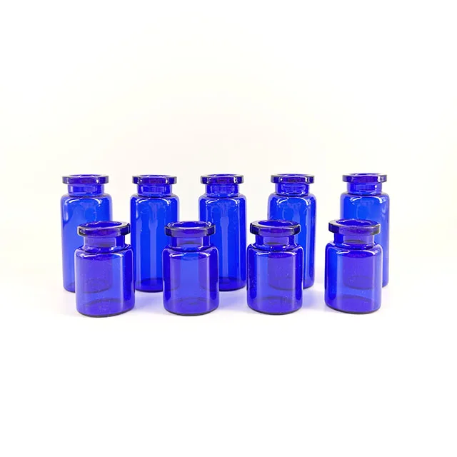 China factory supplies 3ml-10ml blue penicillin bottle pharmaceutical small cosmetic glass bottles for medical purposes