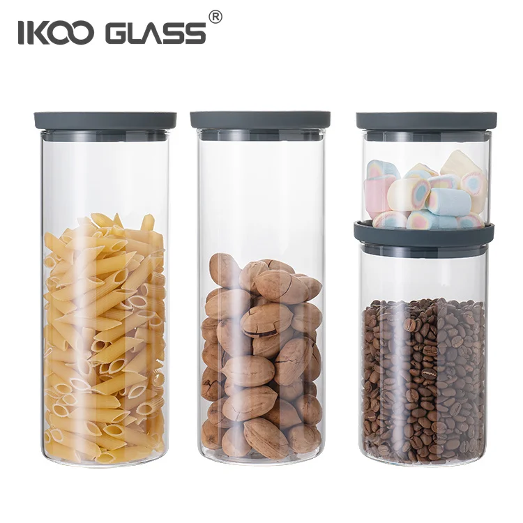 Стеклянная банка IKOO без бисфенола А с крышкой для пищевых продуктов набор стеклянных контейнеров муки и сахара