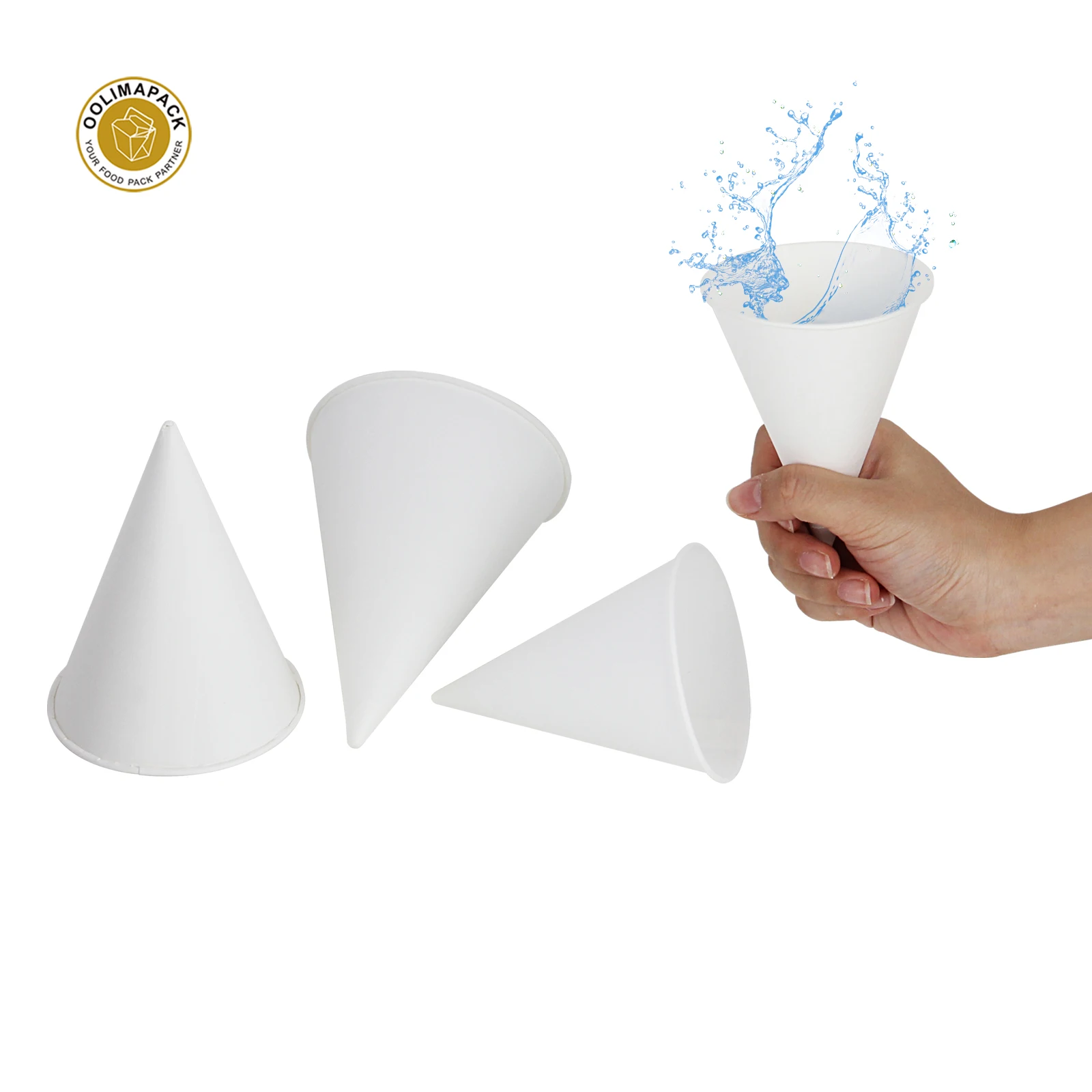 OOLIMA Eco Friendly Wax Coated Cone Paper Cup For Airport Bookstore