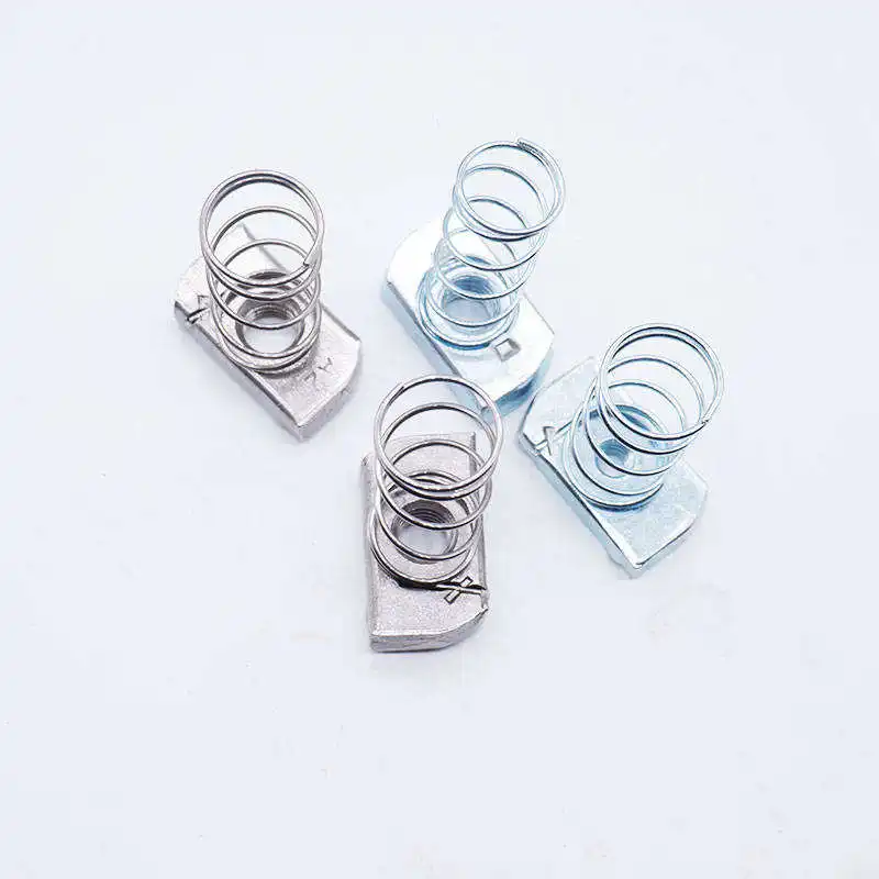 Customized High Quality Stainless Steel 304 316 316L Channel Spring Nut M6 M8 M10 Spring Slot Nut Square Nut with Spring