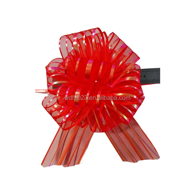Good Quality Opening Bow Plastic Ribbon Bow Hand Pull Bow For Party Birthday Christmas Decoration