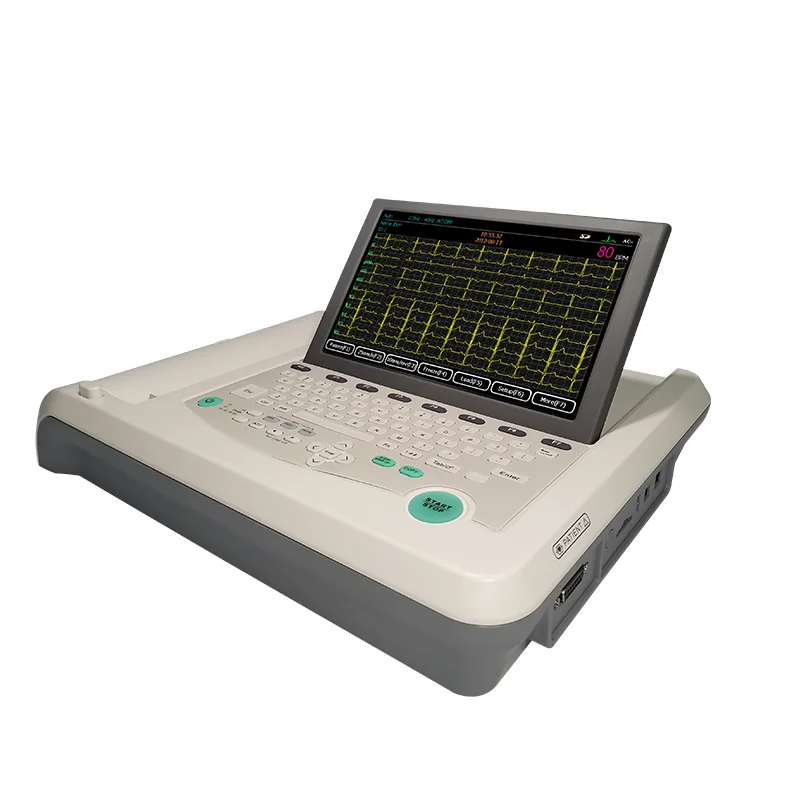 Hot sale EM-1201B 10 inch TFT color display electrocardiograph 12 Leads channel portable ecg machine