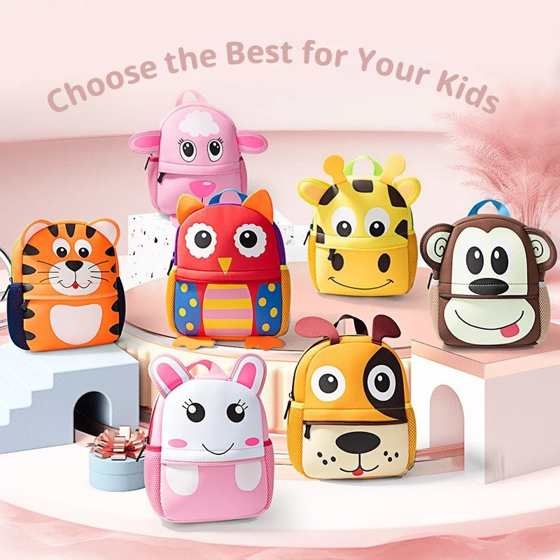 Animal Children School bag Kids 3D Neoprene cute soft anti-lost Backpack bags for boys daycare students school