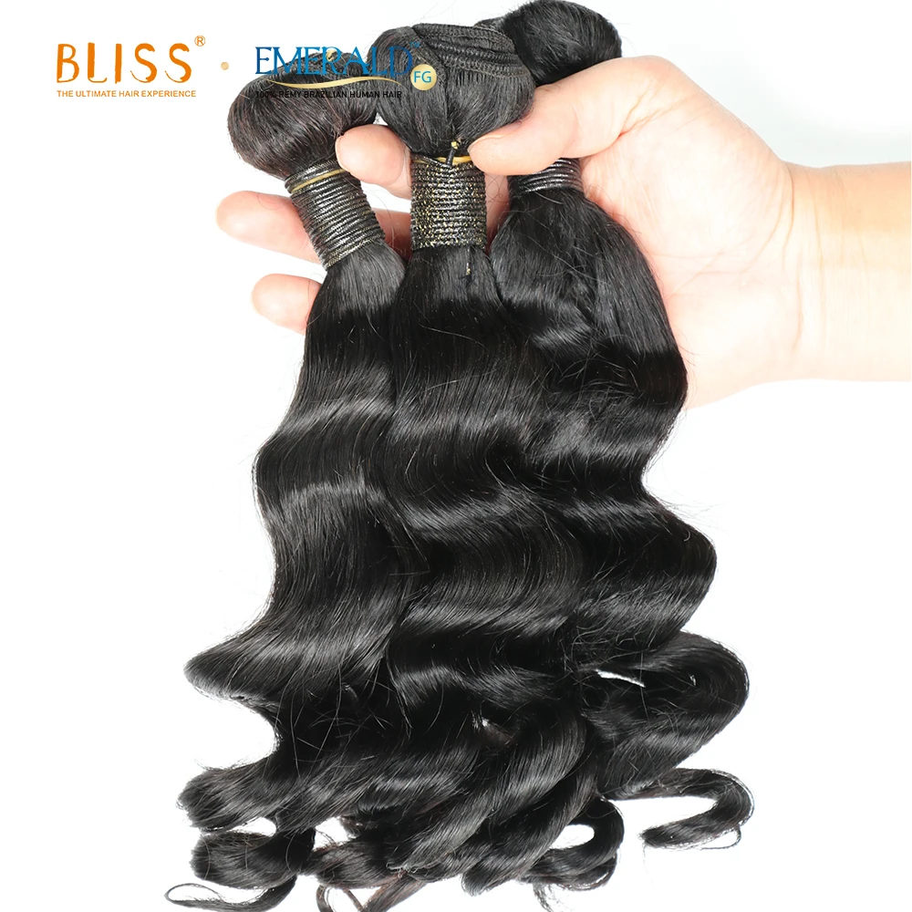 Bliss Emerald Fancy Curl Packet Hair Unprocessed One Donor 3 Bundles Brazilian Human Hair In Packets Wholesale Accept Paypal
