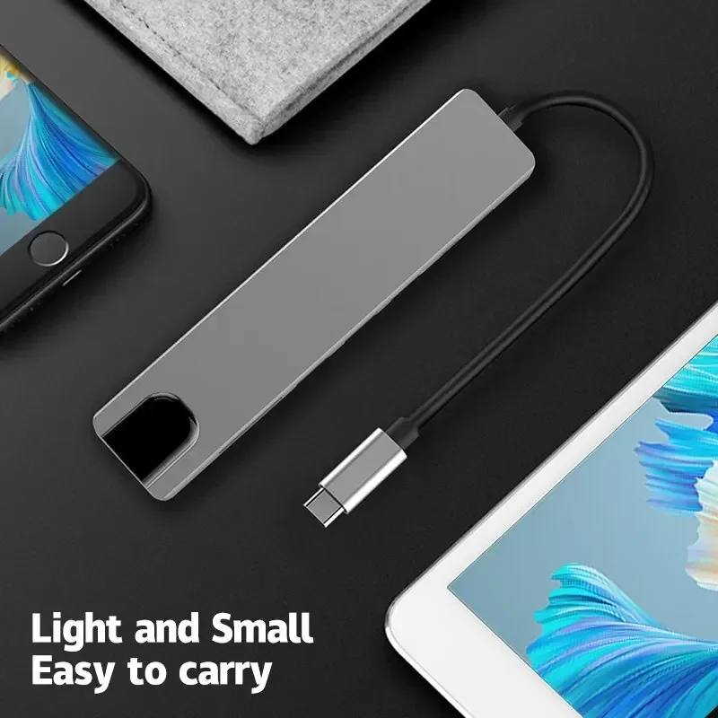 Type C to USB 8 in1 Hub HDMI 4K Adapter RJ45 Lan Ethernet TF SD Reader Docking Station 8 Ports USB C