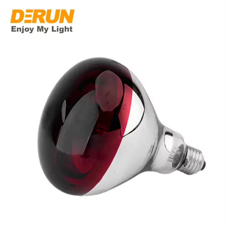 125W 150W 175W 250W E27 Base R125 Half Painted Red Infrared Bulb For Animal House Heating