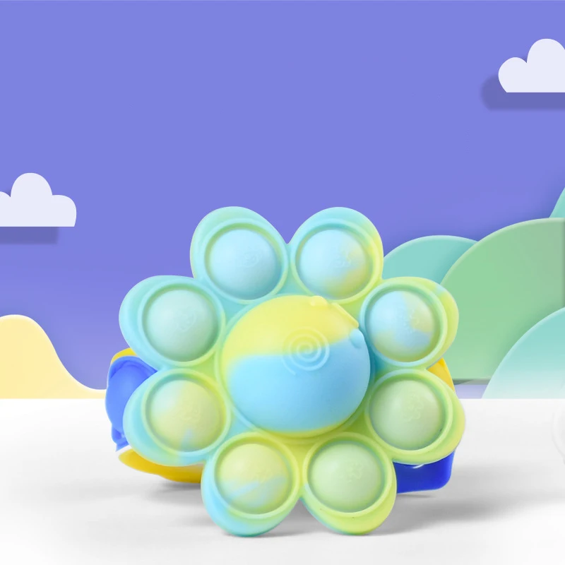 Octopus Fingertip Gyro Fidget Toys Led Luminous Wristband Silicone Bubble Bracelet Antistress Toys For Kids