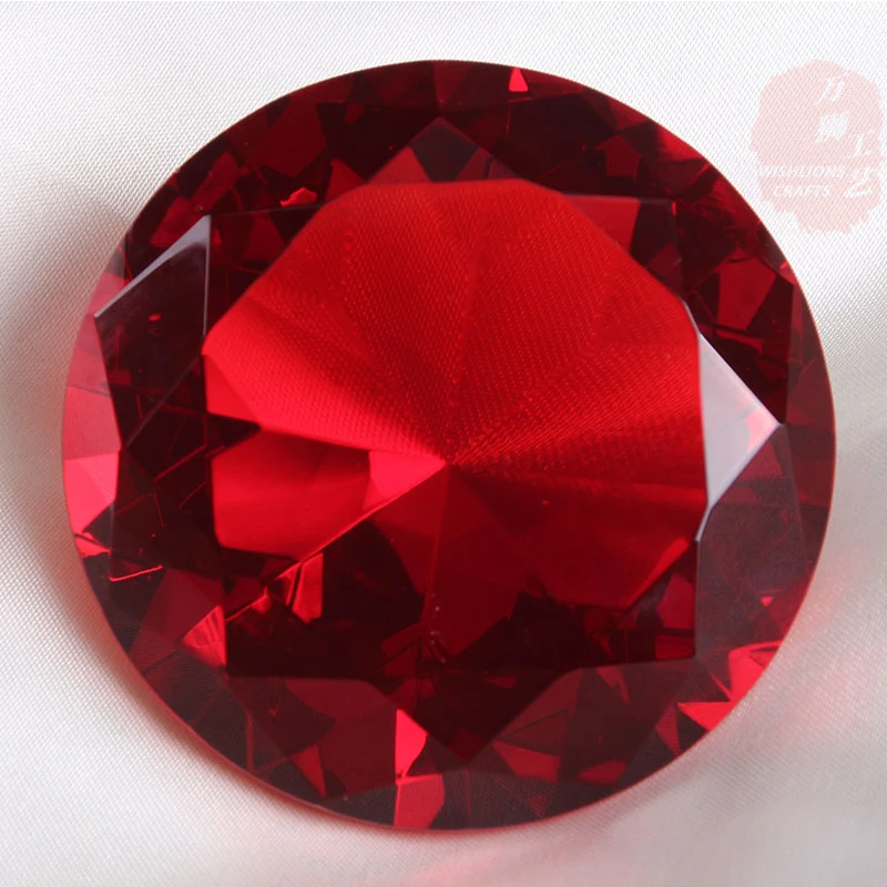 Factory Price Crystal Diamond 20 mm-200 mm Red Diamond Crystal Paperweight Large Crystal Diamond For Souvenir Decoration CDP-01R