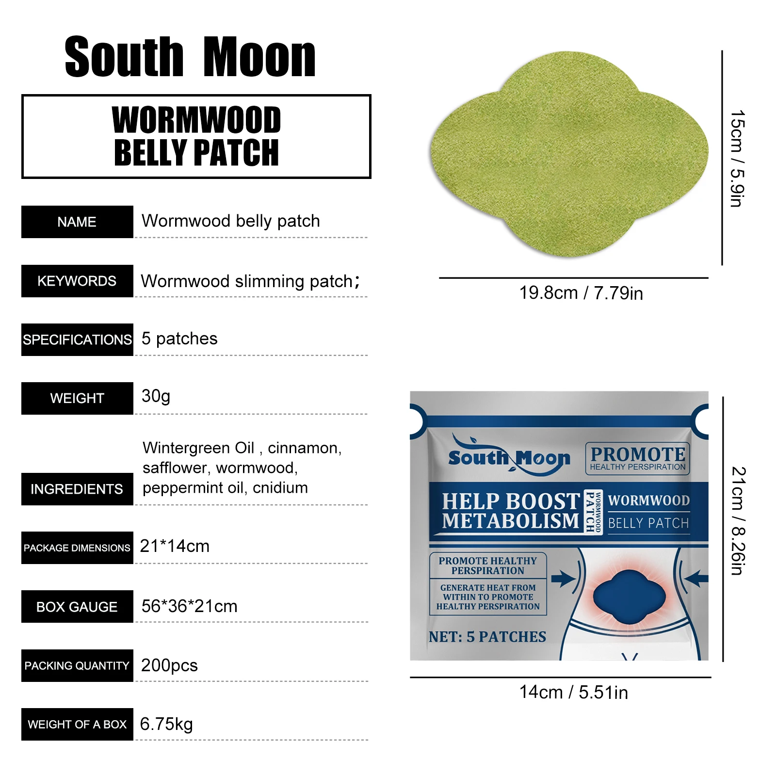 Chinese Natural Herbal Wormwood 5 Body Patches herbal Slimming Waist Belly Patch Navel Slim Patch For Weight Loss