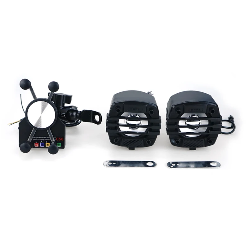 Universal Motorcycle Bluetooth Mobile Phone Holder Audio Manual With USB Charger And Horn loud Alarm