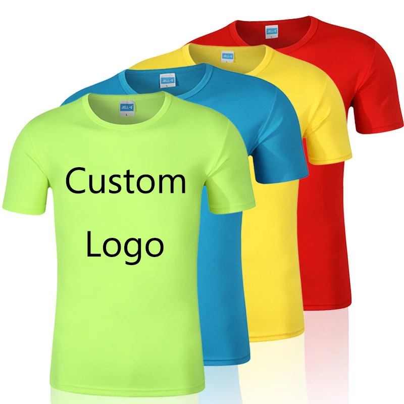 Solid color mesh T shirt marathon running sports round neck quick-drying custom logo advertising cultural printing t-shirt