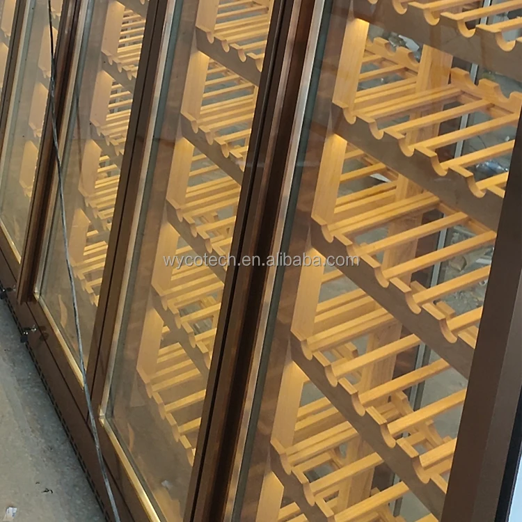 Роскошный винный холодильник на заказ, шкафчик для вина, охладитель для вина с рамой из нержавеющей стали, стеклянные двери, латунные охладители для винного погреба