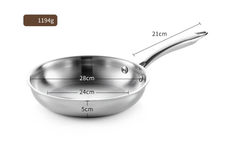 Stainless Steel Frying Pan with Stay-Cool stainless steel Handle - PFOA Free, Dishwasher and Oven Safe Saute Pans fry pan