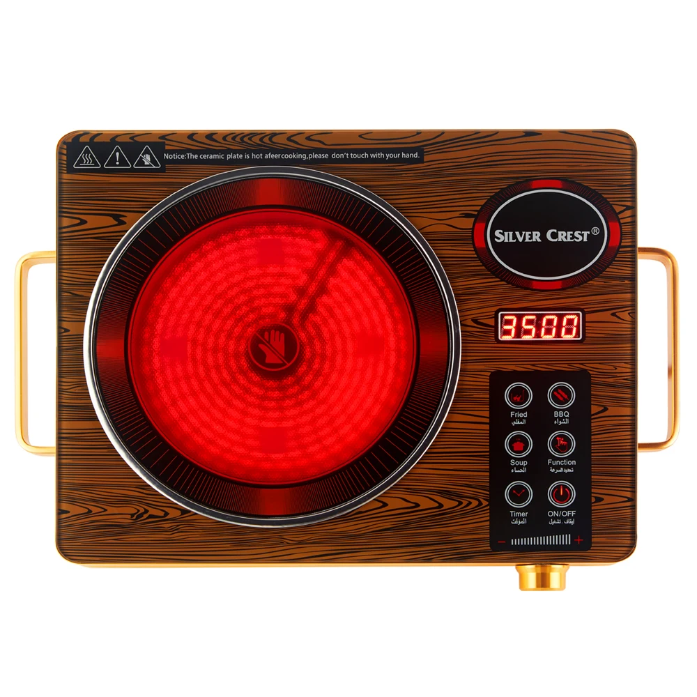 Hot Sale Silver Crest Wood Grain Single Burner Comercial Infrared Electric Ceramic Induction Stove Cooktop Induction Cooker