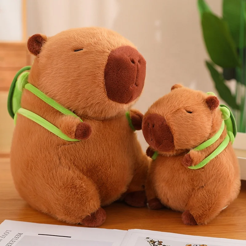 High Quality Capybara dark puffer plush toy 23CM 33CM 45CM Capybara plush with turtle