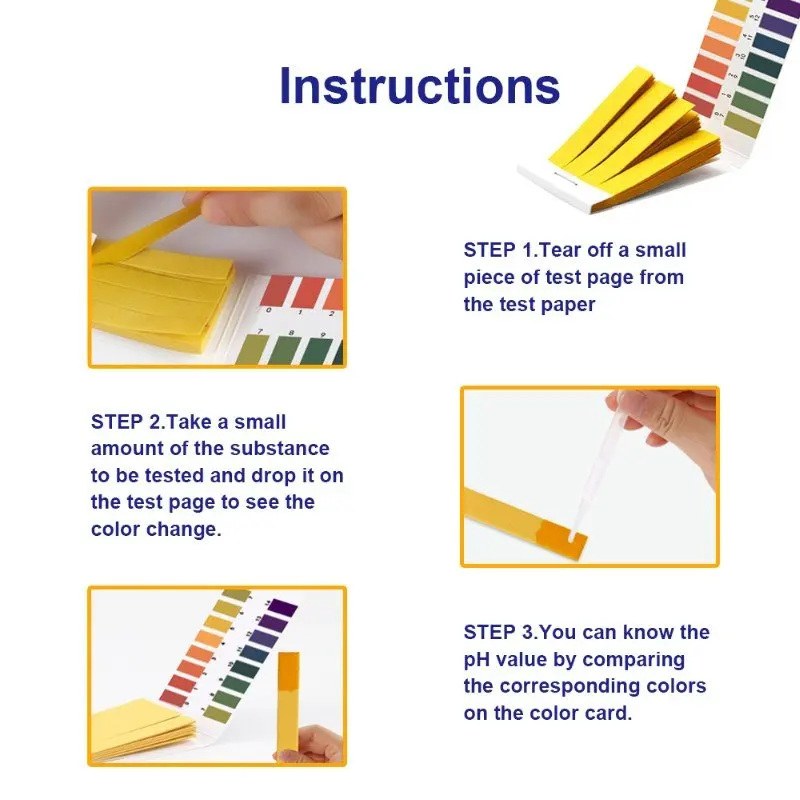 Тест-полоски для определения pH 1-14 прибор проверки остроты зрения ручной из ПЭТ 80 шт. прост в использовании