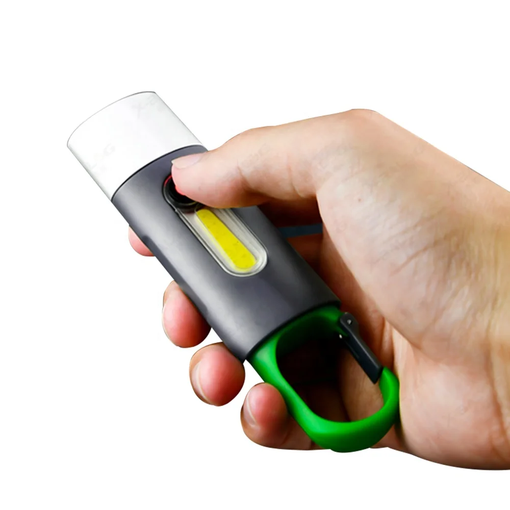 Портативный пластиковый светодиодный мини-фонарик CB-835 COB EDC перезаряжаемый водонепроницаемый фонарик с карабином для кемпинга