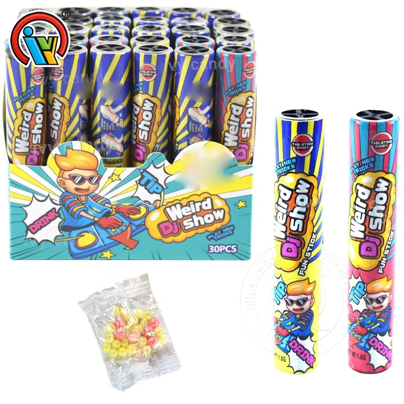 Factory plastic sound music tube toy with candy