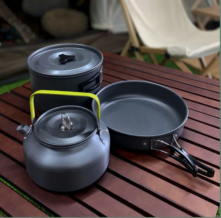 Free Custom Logo Ultralight Aluminum Pot Pan Pure Titanium Cook set