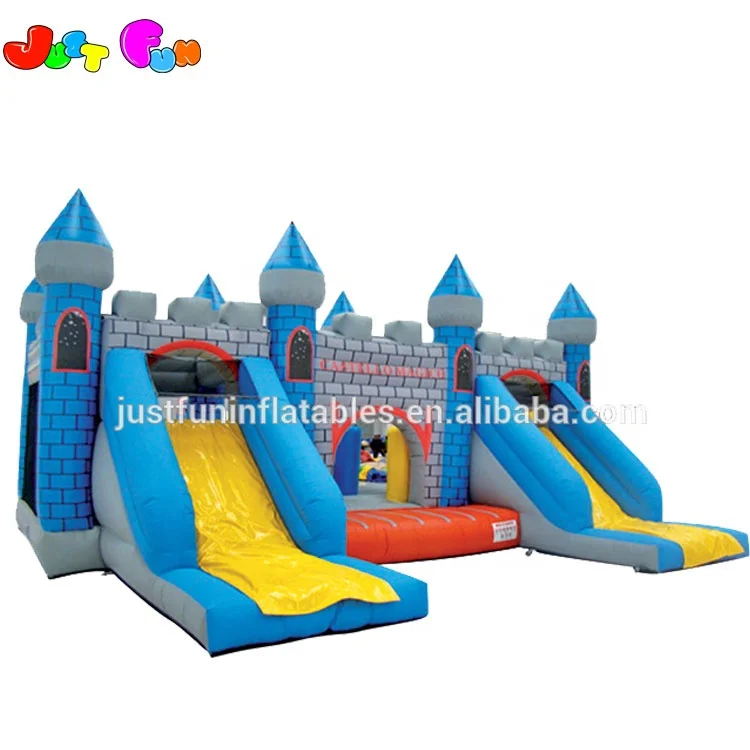 buy huge adult bounce house with slide dual lane from China factory