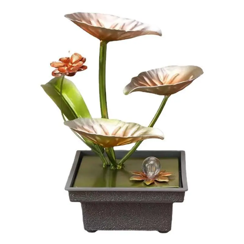 Art Battery Flowing Decoration Creative Wealth USB Charging Cable Iron Indoor Desktop Humidification Battery Fountain