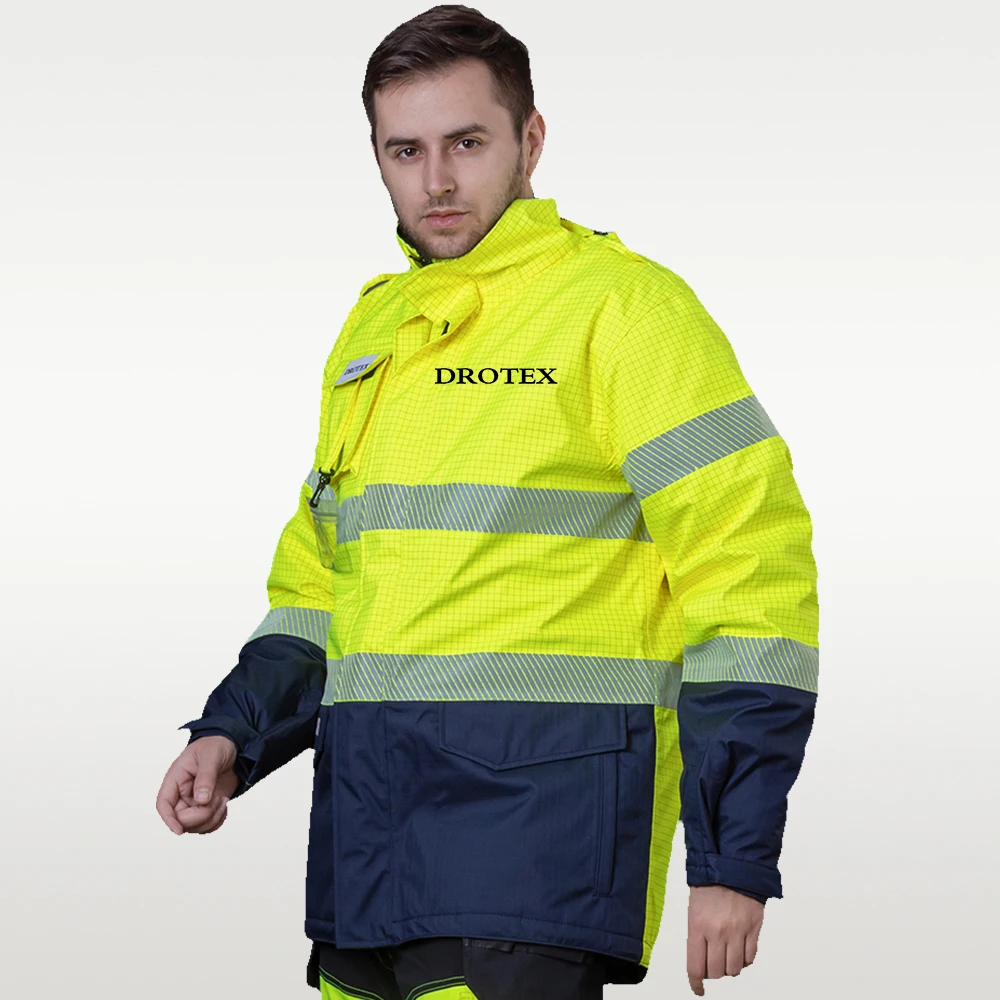 Fashion Occupational Aramid IIIA Mine Safety Clothing Hi Vis Reflective Fire Proof Raincoat Firefighter Jacket