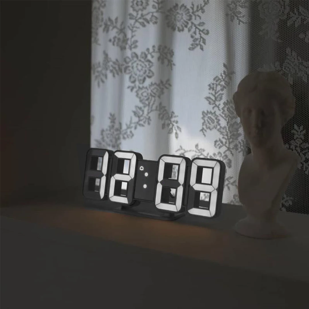 3D Led Digital Alarm Clock Stereo Wall Clock Wall Watch Calendar Thermometer Electronic Clock Furniture