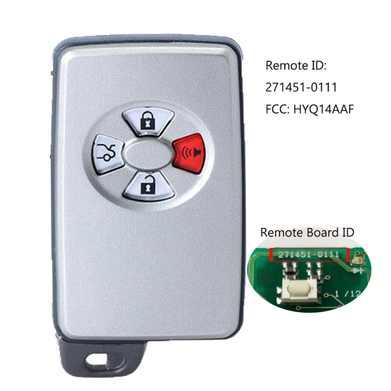 315MHz T-oyota Avalon 2005+ Smart Key With FCC ID HYQ14AAFP1 D4 4D-67 ChipCN007219 4 Button Light Gray 89904-07030 Keyless go