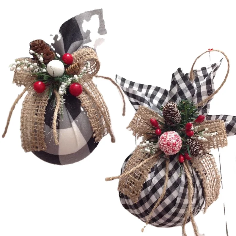 A set of two ornaments Christmas tree black and white check Christmas ornaments