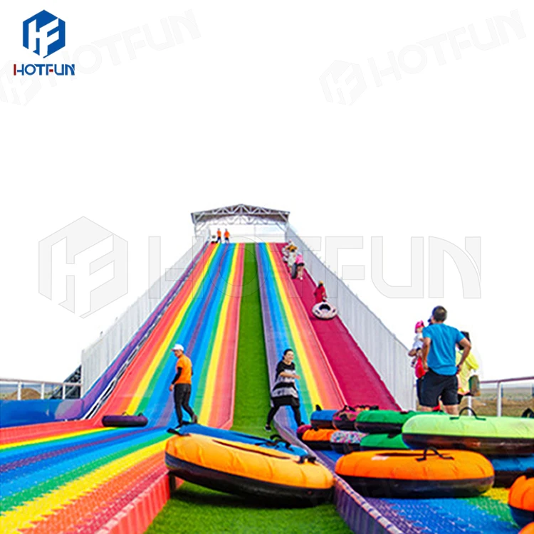 Sliding ride Attraction unpower rides plastic playground rainbow slide for sale