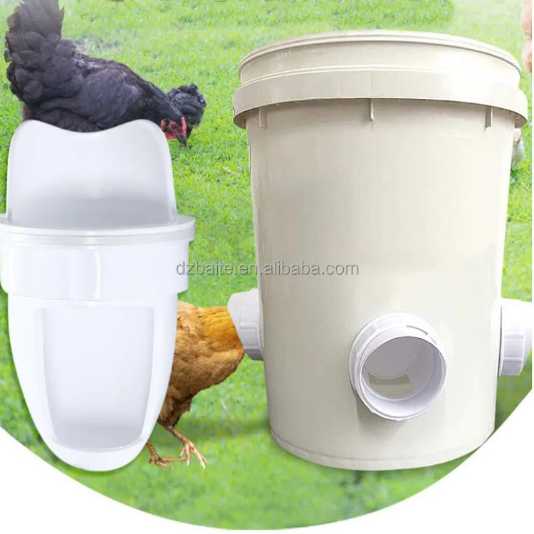 Chicken Feeder Port rainproof Poultry Feeder DIY Gravity pro Feeders Kit for Buckets Troughs Barrels