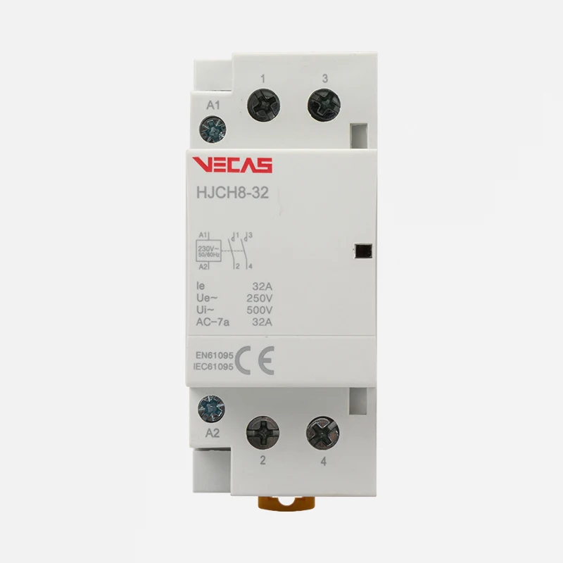 VECAS HJCH8 Series Rail Type AC Contactor Single Phase or Three Phase 32/40/63 Amp Suitable for Home Use 1 or 3 AC Motor Control