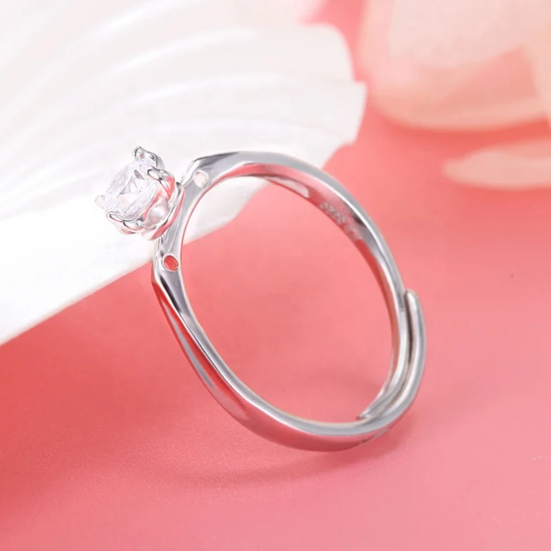 
Gold plated ladies fashion bague anel adjustable cubic zirconia engagement wedding 925 sterling silver rings jewelry for women 