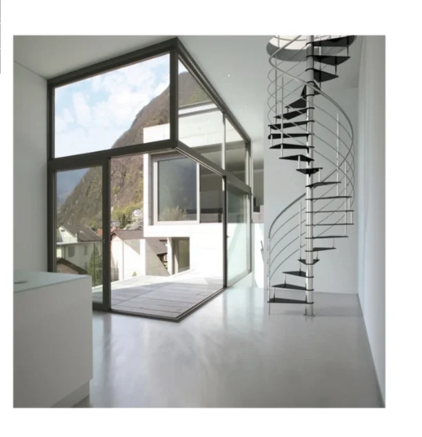 Commercial Outdoor Emergency Ladder Wrought Spiral Stairs Carbon Steel Beam Spiral Staircase