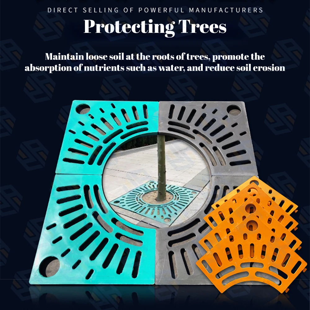 Factory custom resin frp grate tree protection cover plate with Wedge Wire Strip Drain Grate Floor Drain grate