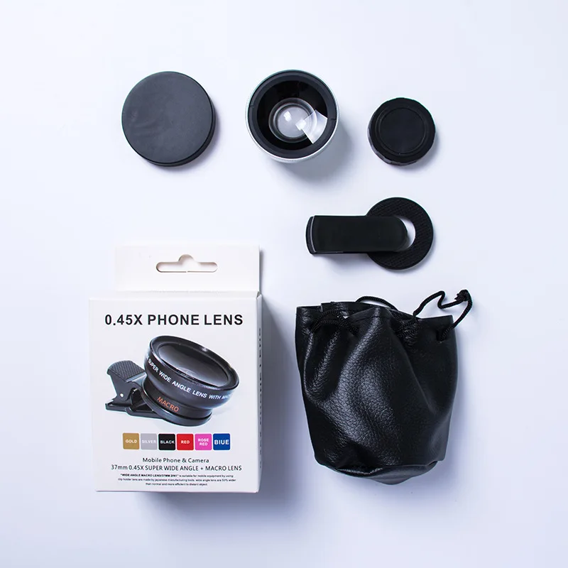 Phone Lens Kit 0.45x Super Wide Angle Super Macro Lens for Iso Android Mobile Phone Camera Lenses