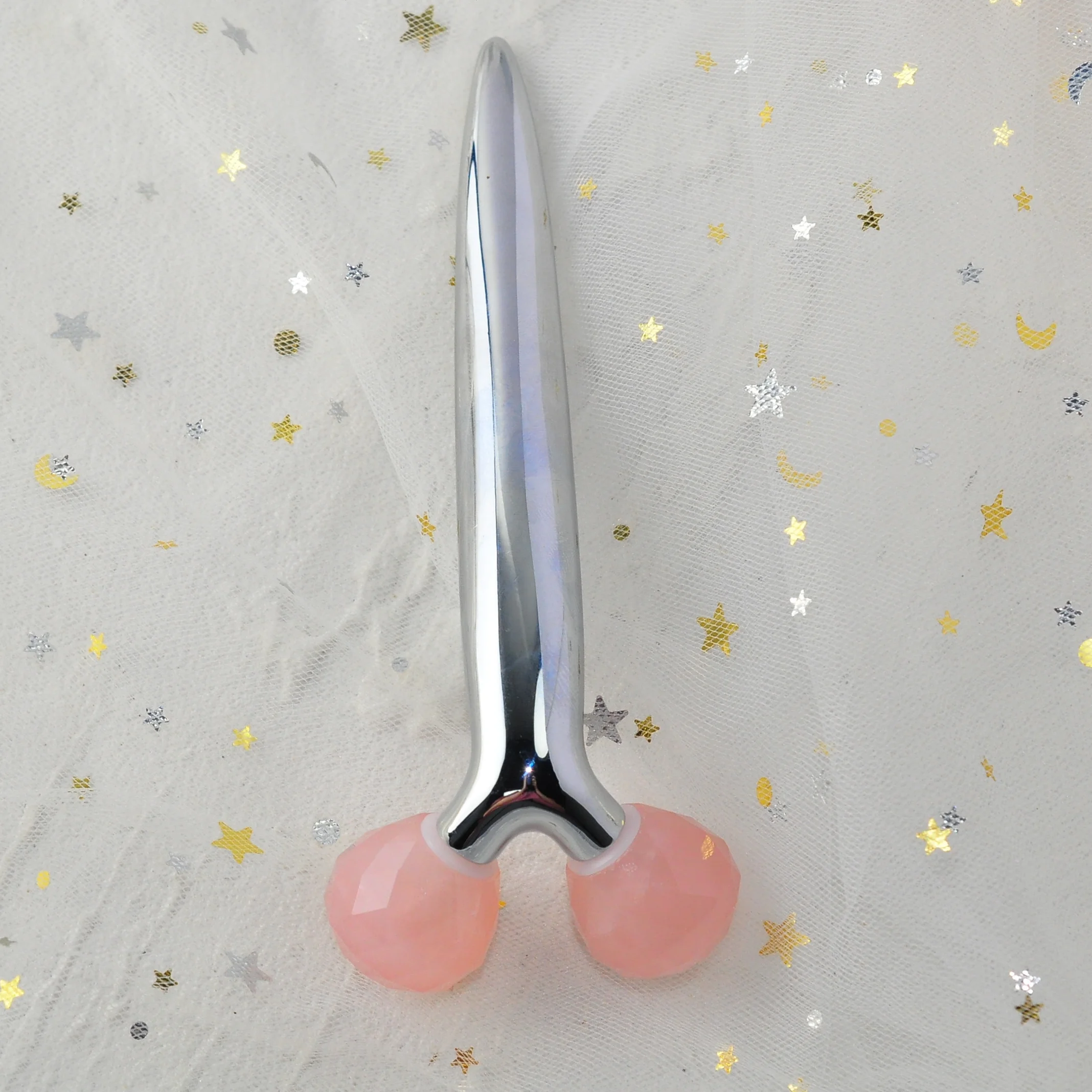 3D Rotate Roller Natural Stone Anti Aging Face Massager Relaxation Natural Rose Quartz Pink Jade Roller