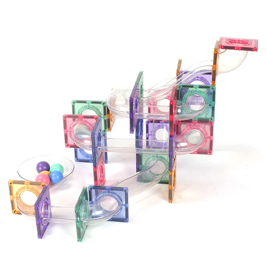 Magic Magnetic Blocks Marble Run Building Blocks Kids Stem Toy Slide Marble Run Race Track Blocks Balls