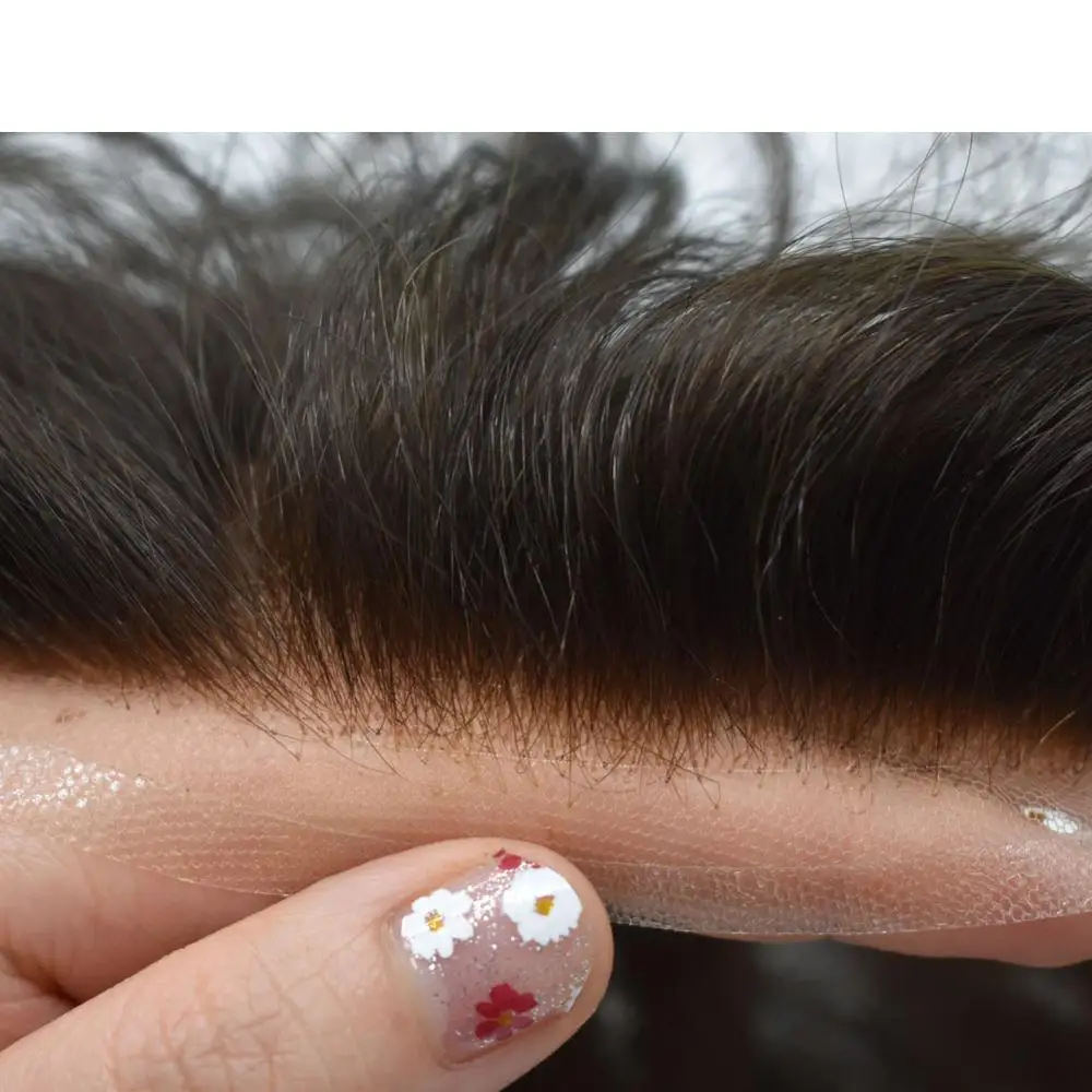 Men Full Lace Toupee Indian Human Remy Hair Wig For Males Breathable Durable Replacement Remy human hair toupee for black men